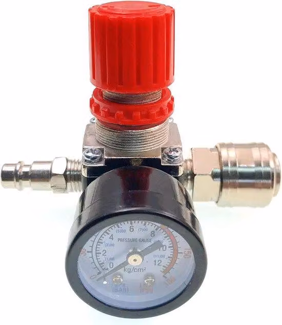 Regolatore di pressione dell'aria per compressori d'aria da 1/4 di pollice (circa 0,6 cm), regolatore di pressione dell'aria in linea per strumenti, adatto per compressori d'aria e regolatori di pressione dell'aria per utensili pneumatici (valvola a 3 vie