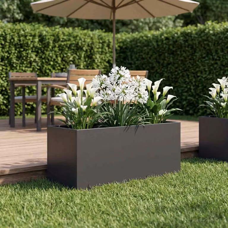Vaso da giardino vidaXL in metallo nero e antracite L: 100 cm, P: 40 cm, H: 40 cm