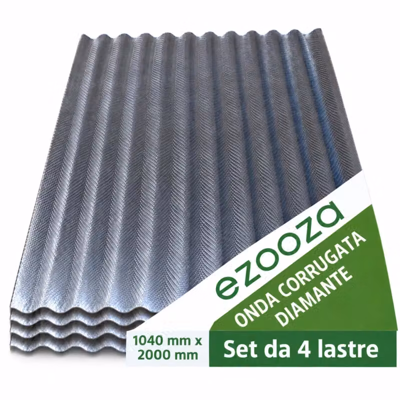 EZOOZA Pannello in Policarbonato Ondulato Trasparente, Spessore: 2,5 mm, L: 200 cm, P: 104 cm, Confezione da 4 Pezzi – 2