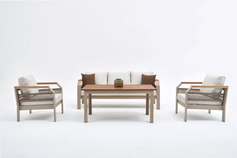 Skye Decor, Morento, Set da giardino per relax, colore beige, 100% olefina, dimensioni 195 x 66 x 74 cm