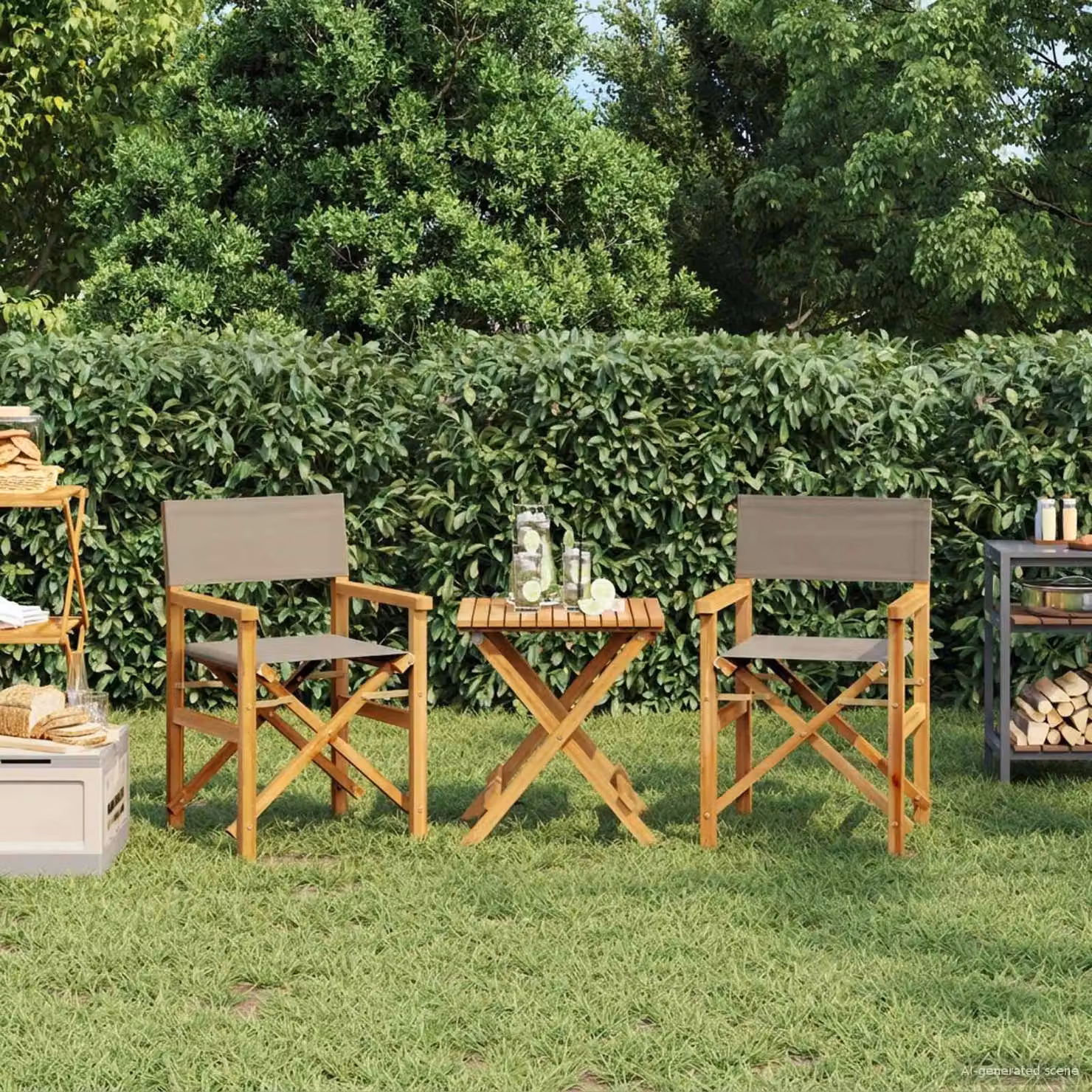 Sedia da regista vidaXL in legno di teak e tessuto resistente ai raggi UV, marrone o grigio