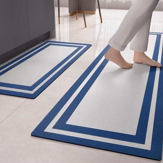 Tappetino assorbente per cucina, 44 x 75 cm + 44 x 75 cm, asciugatura rapida, lavabile, antiscivolo, ideale per cucina, sala da pranzo, lavanderia (blu)