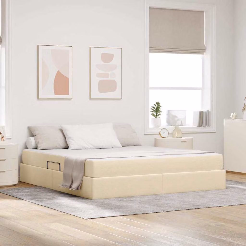 Letto con contenitore e materasso vidaXL beige L 180 x P 200 cm