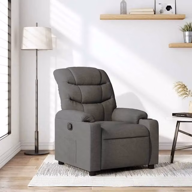 Poltrona Reclinabile Relax vidaXL in Tessuto Grigio con Braccioli e Regolazione Manuale