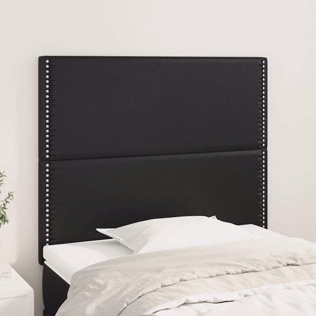 Testiera per letto vidaXL in similpelle nera con pannello imbottito, L: 100 cm, P: 5 cm, H: 118-128 cm