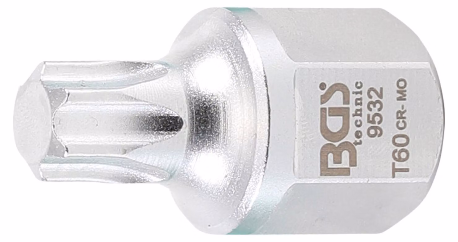 BGS bit a nastro con scanalatura a V, attacco quadro 12,5 mm (1/2"), esagono incassato SW 22 mm con profilo a T (per Torx) T60 - 9532
