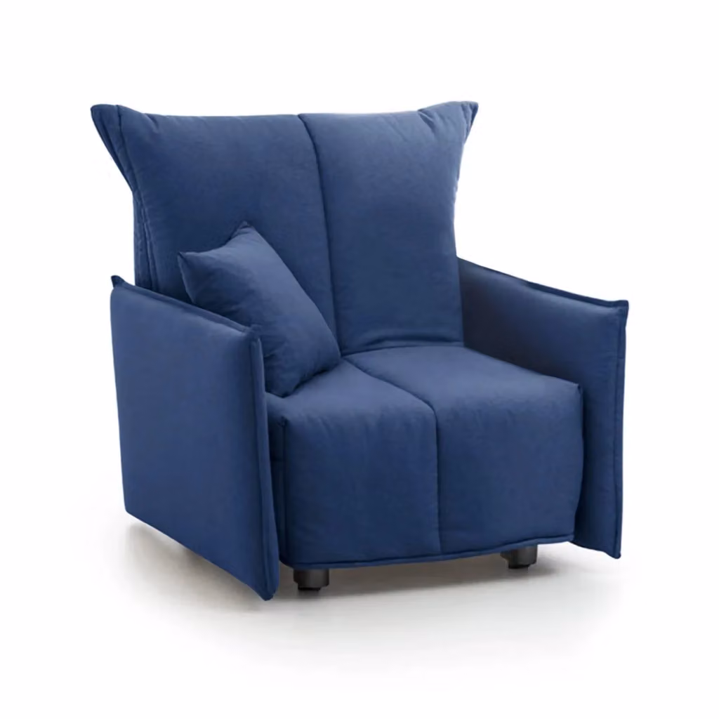 Divano Letto Atlantis Talamo Italia, Divano Singolo con Apertura a Carrello e Braccioli, Tessuto Imbottito, Colore Blu, L: 110 cm, P: 90 cm, H: 85 cm – 2
