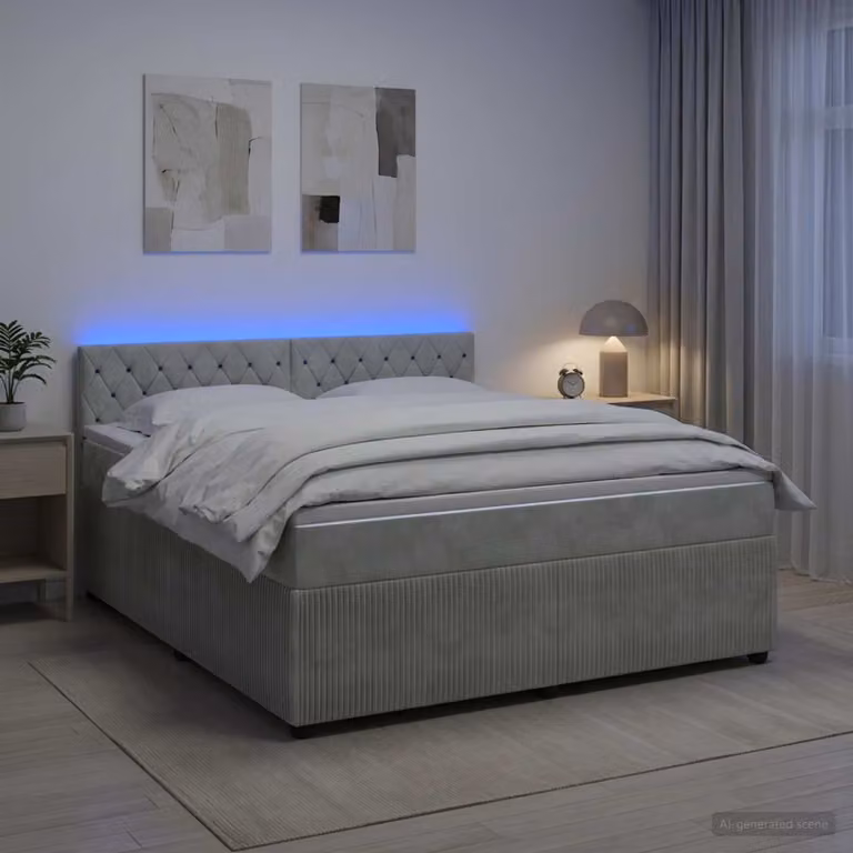 vidaXL Letto Box Spring Ibrido con Materasso a Molle Insacchettate in Velluto Grigio L/P/H: 140 x 200 x 100,5 cm
