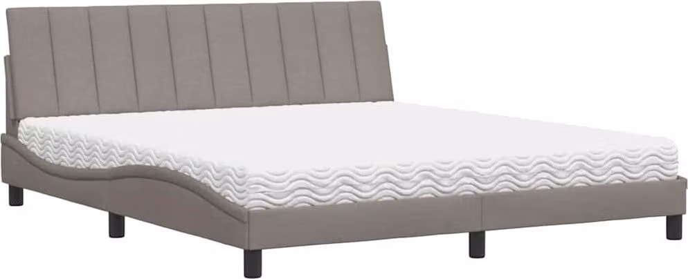 Letto con Materasso Hanko Tortora 180x200 cm in Tessuto