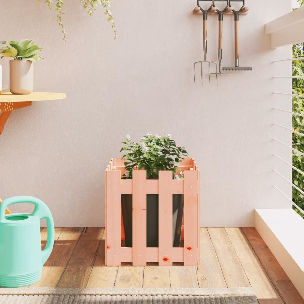 Fioriera da giardino con design a recinzione vidaXL in legno di Douglas massello, L/P/H: 40 x 40 x 40 cm
