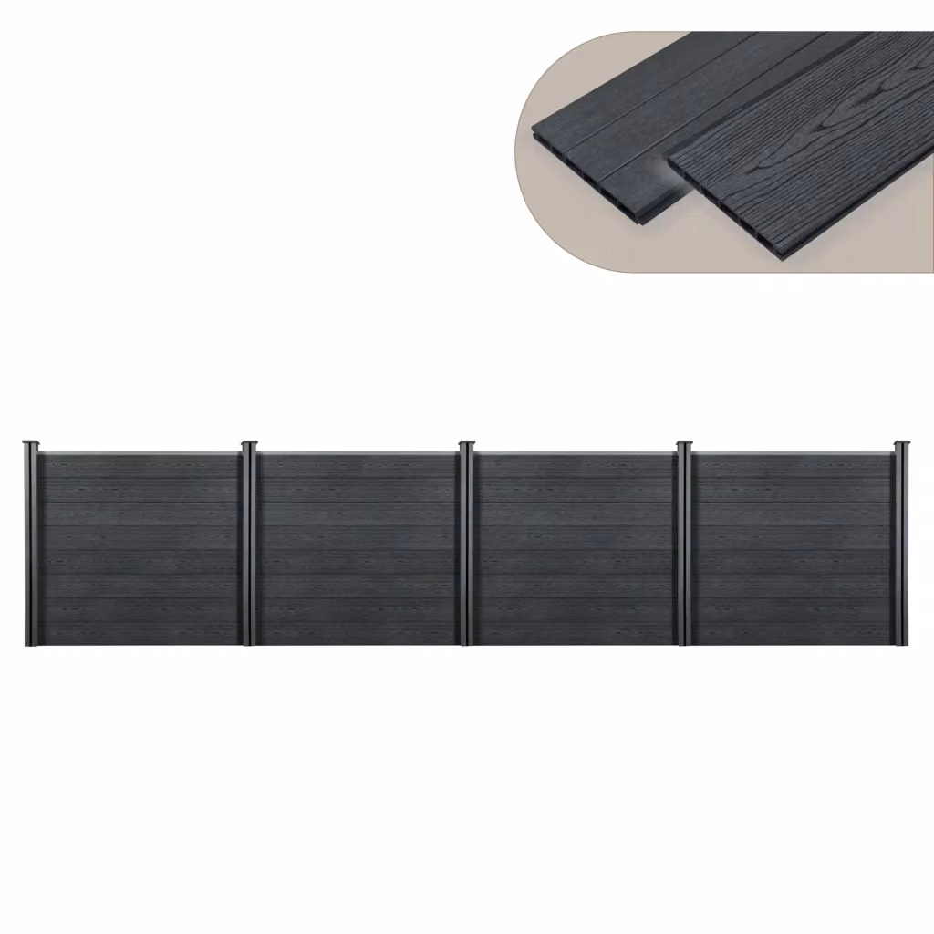Recinzione in WPC per Giardino NEU.HOLZ Frangivista Grigio, L: 618 cm, H: 165 cm – 2