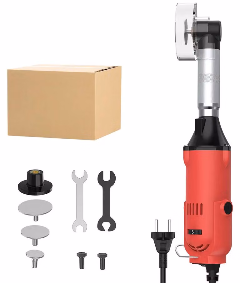 Levigatrice per piastrelle in Vetroceramica - Levigatrice angolare elettrica - 90° - 6 velocità - Per levigare e lucidare - 8 accessori - Senza batteria - Confezione in cartone