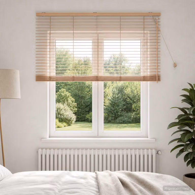 Tende a lamelle Venet per la scuola, effetto rovere, 140 x 130 cm, 35 mm