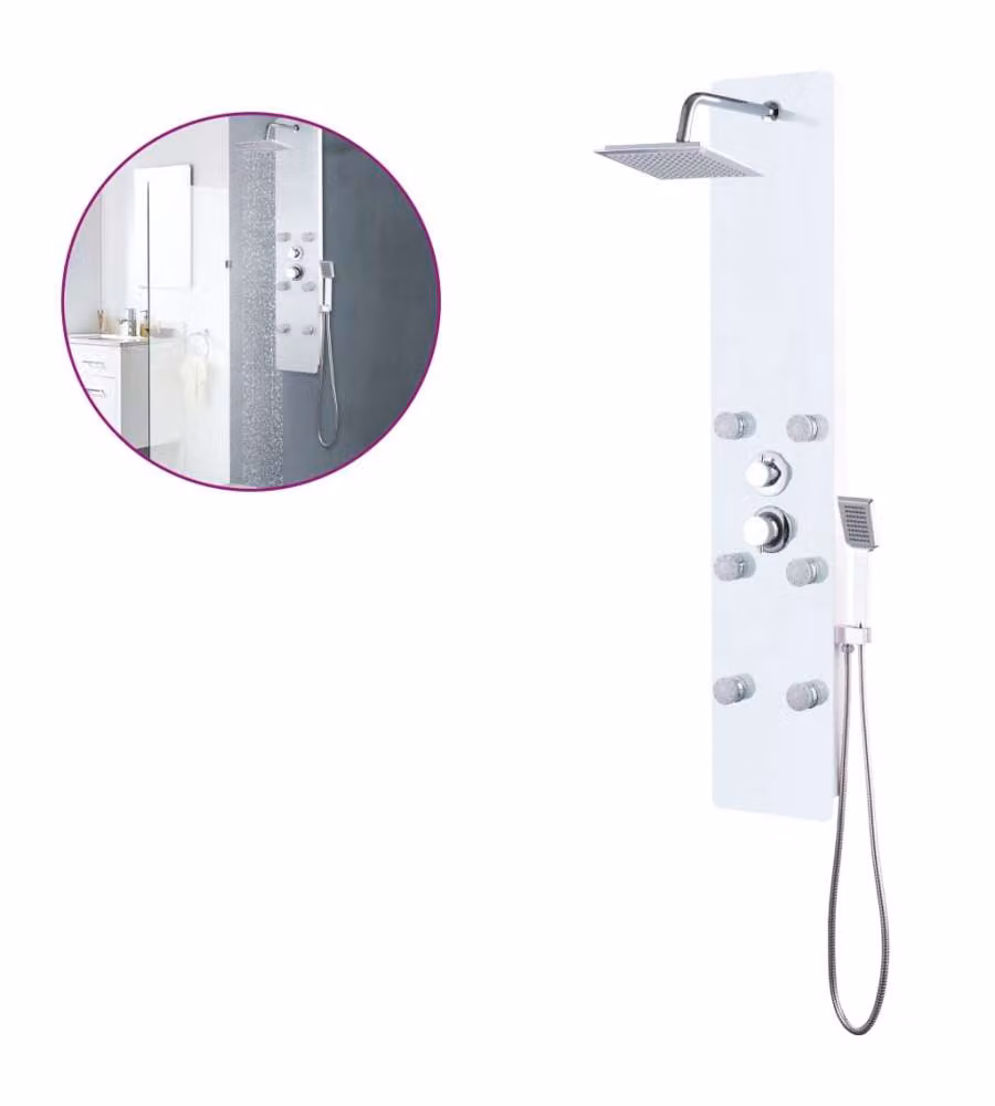 Pannello doccia rettangolare in vetro bianco vidaXL L/P/H: 25 x 44,6 x 130 cm