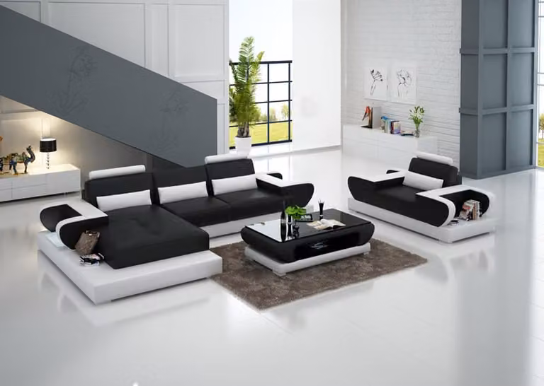 Design XXL Big Sofa mit USB,Ecksofa Ledersofa Couch Polster Ecke Wohnlandschaft