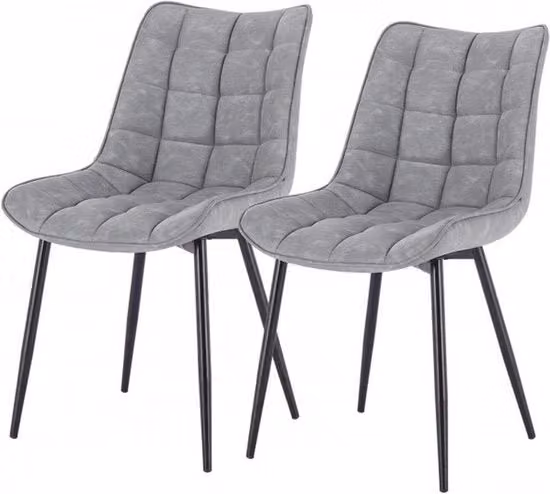 Sedie da soggiorno - set da 2 - pelle di alta qualità - design moderno - colore grigio chiaro