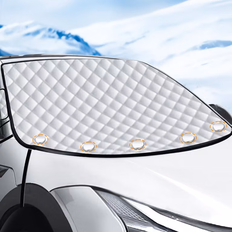 Copertura per parabrezza auto, protezione antigelo, dimensioni 193x157x126 cm, colore argento, con 5 magneti