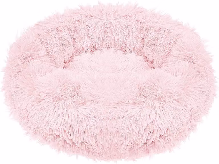 Letto per cani in peluche Letto per gatti Cuscino per cani Cestino per cani Posto letto Ø 80 cm - Rosa cipria