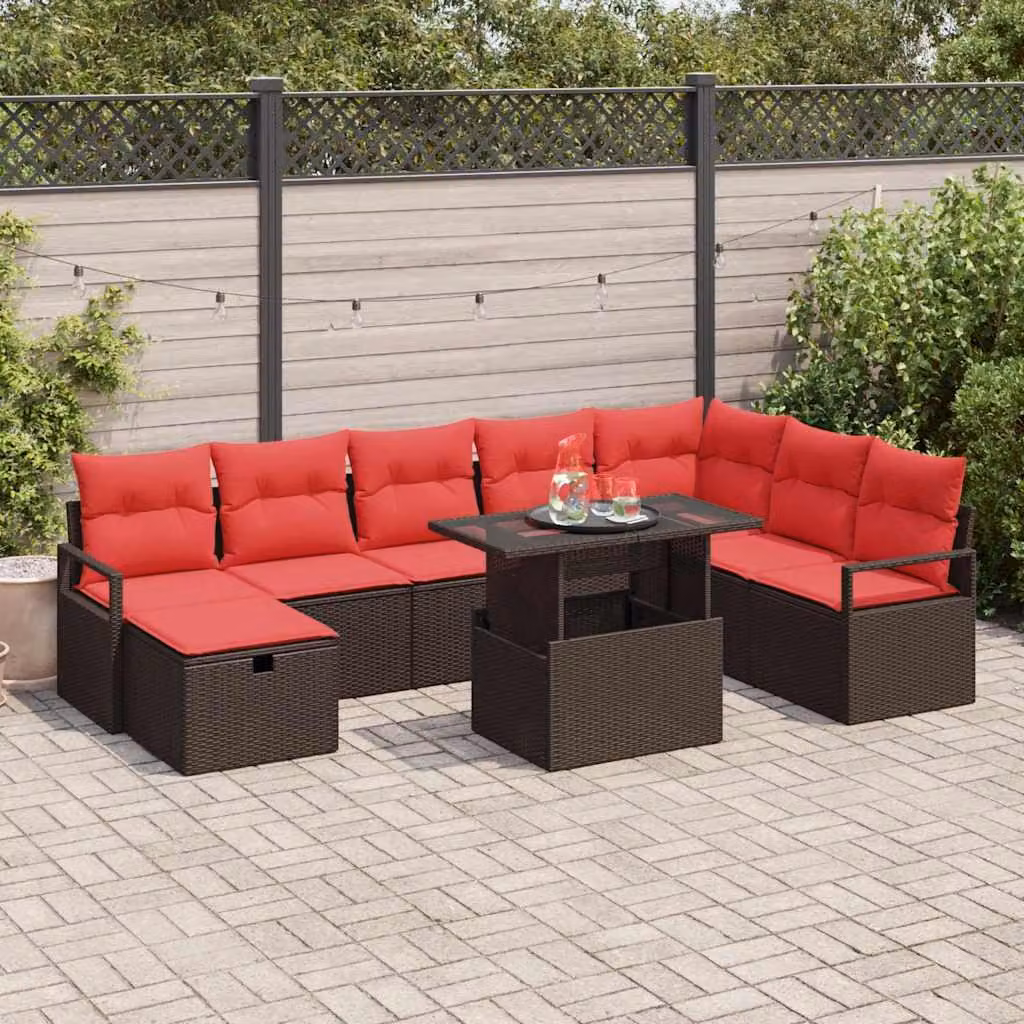 Maison Exclusive - Set da giardino composto da 9 pezzi, divano in rattan sintetico