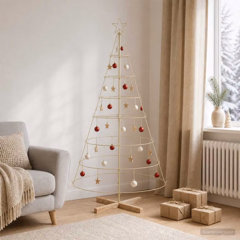 Albero di Natale a cono vidaXL KUOPIO, Acciaio Oro, Altezza: 180 cm