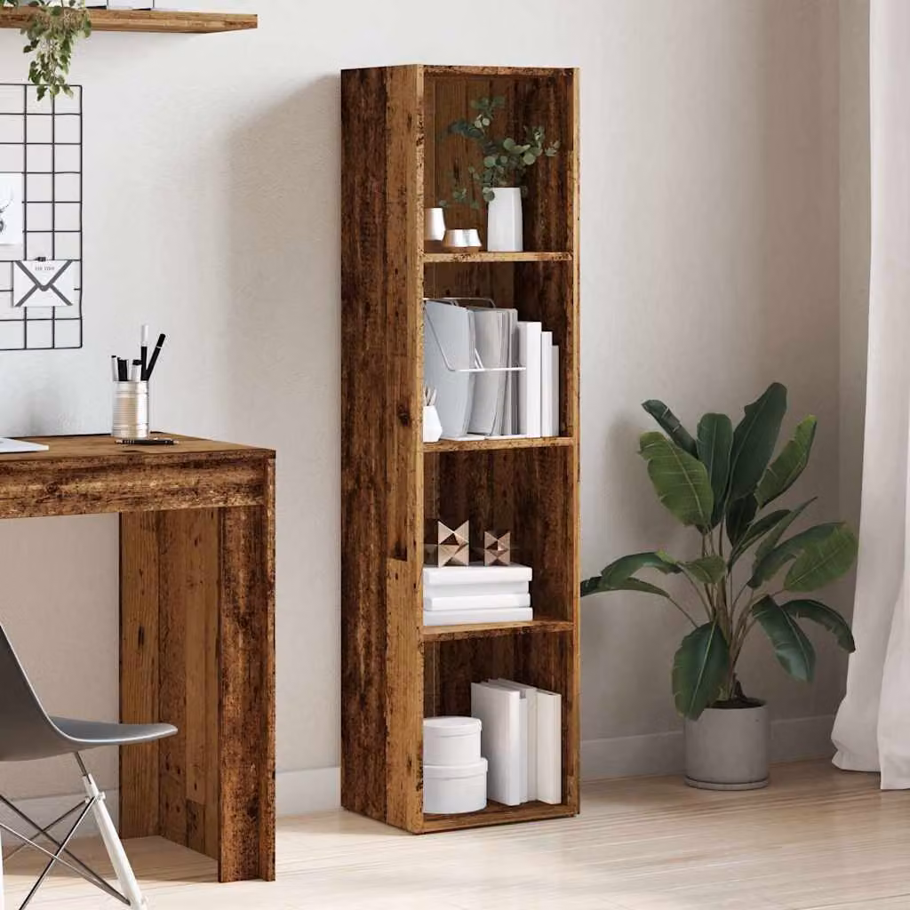 Libreria vidaXL in Legno Antico Marrone con Design Classico e Finitura Opaca L/P/H: 36 x 15 x 143 cm