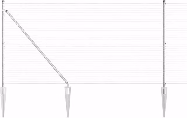 Recinzione da giardino in rete saldata con punte in acciaio color argento, modello in-ground, H: 120 cm, L: 45 cm, P: 27 cm