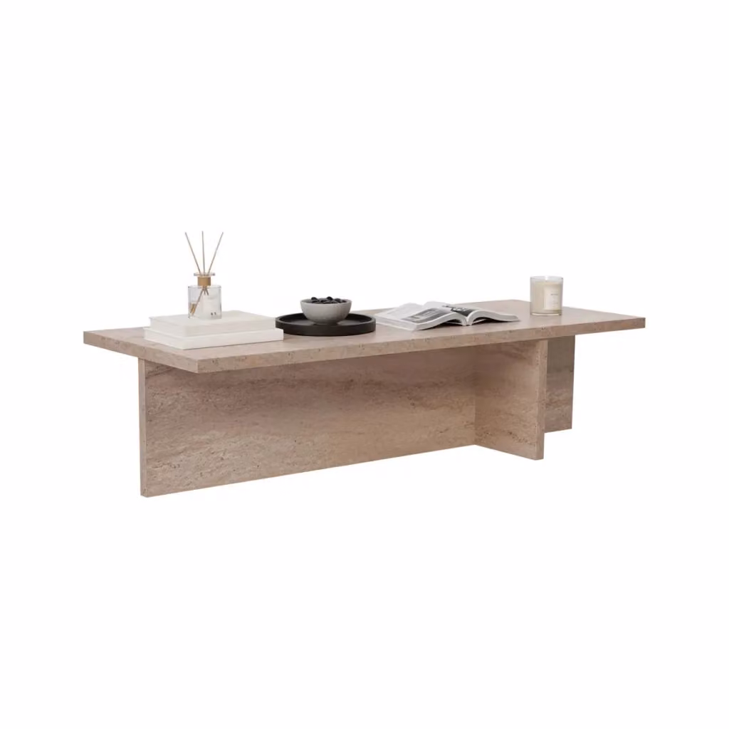 Tavolino da salotto rettangolare DMORA bianco marmo L/P/H: 120 x 45 x 30 cm – 2