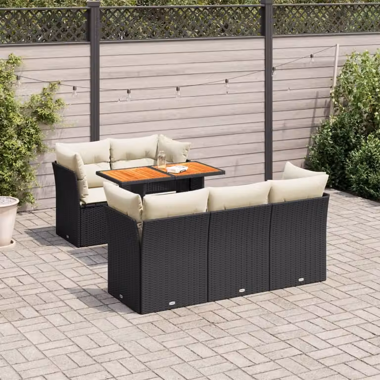 Maison Exclusive - Set Divano da Giardino 6 pz con Cuscini Nero in Polyrattan