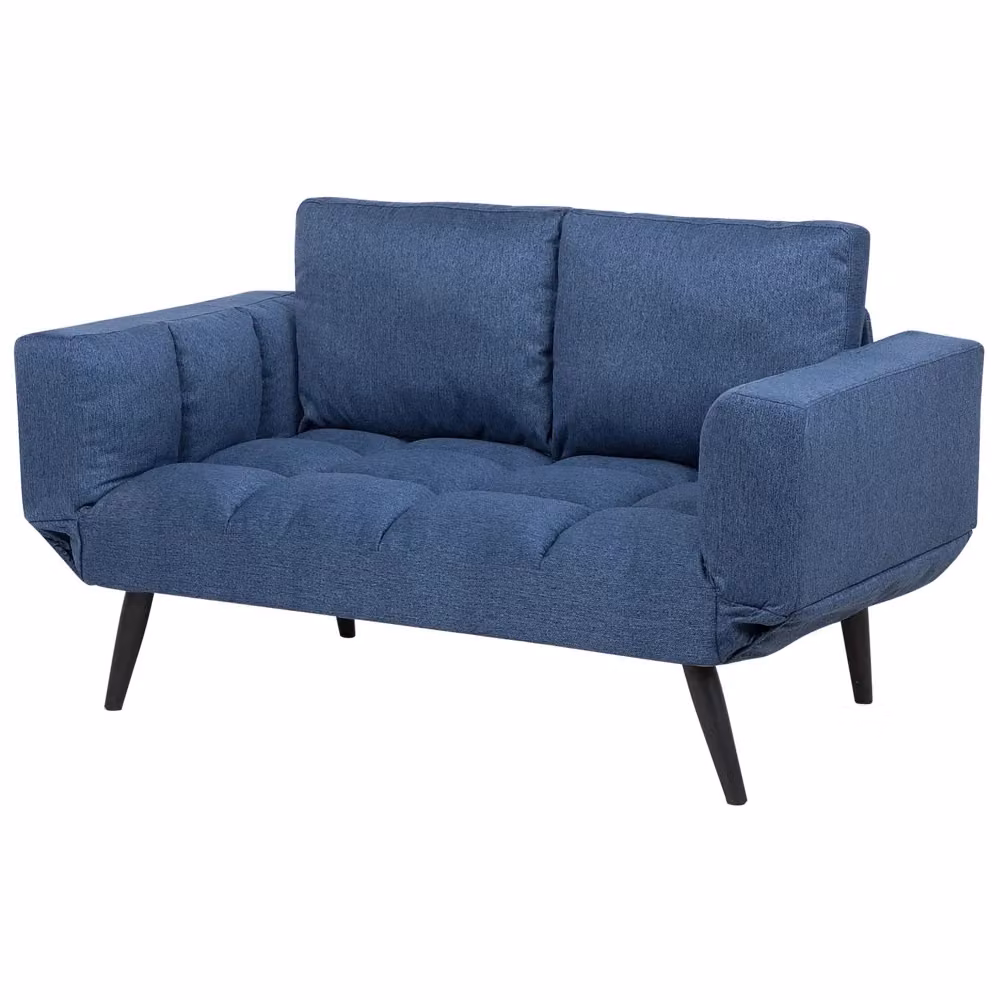 Divano Letto Click Clack Beliani Blu con Braccioli Regolabili e Rivestimento in Tessuto – 2