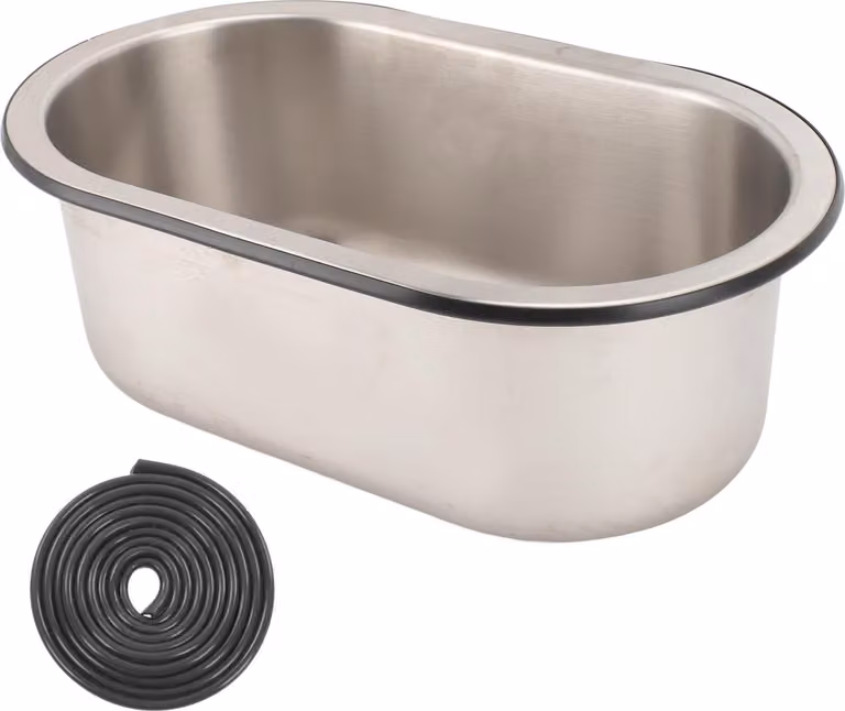 lavabo da bar in acciaio inox 304, lavabo ovale con foro di scarico da 40 mm per barca, roulotte, camper, camper, 13,6 x 8 5,2 pollici