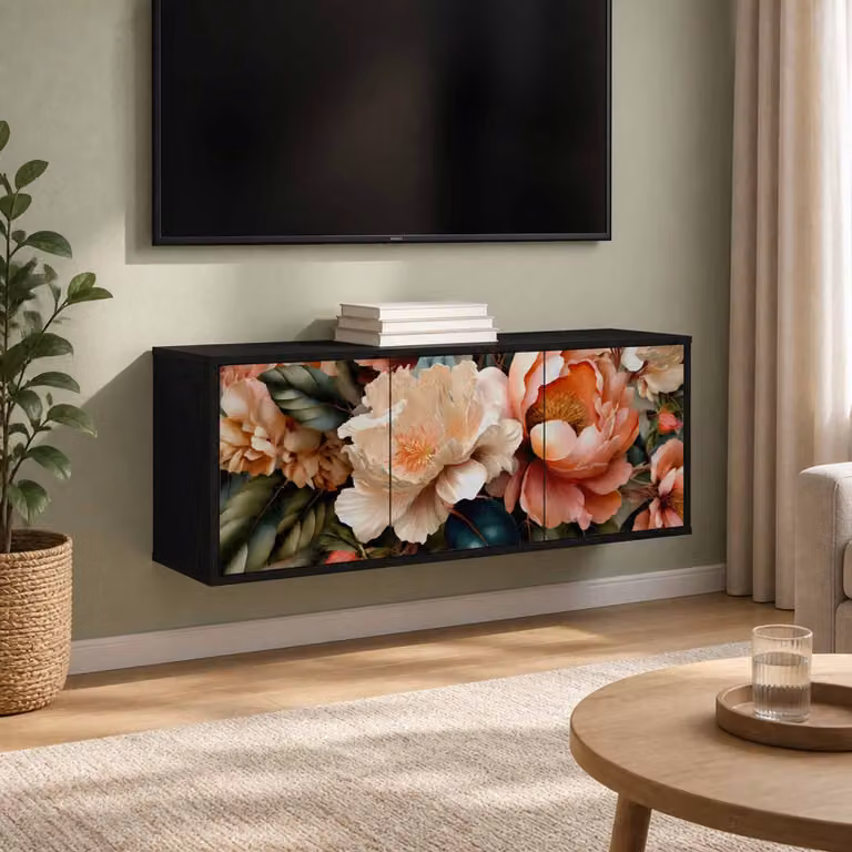 Mobile TV da parete vidaXL BORNE in Rovere Nero, L 102 x P 33 x H 40 cm