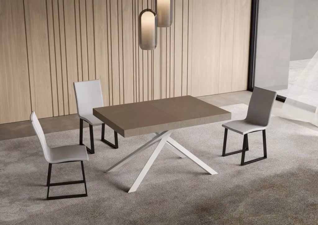 Tavolo allungabile moderno Itamoby beige con gambe in metallo L/P/H: 120-204 x 80 x 74 cm – 2