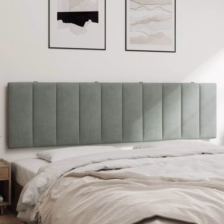 Cuscino Testiera Hanko vidaXL in Velluto Grigio Chiaro, Larghezza: 183 cm