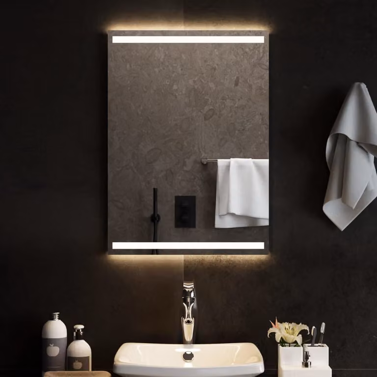 Specchio da bagno rettangolare con luci LED vidaXL, L: 50 cm, H: 70 cm