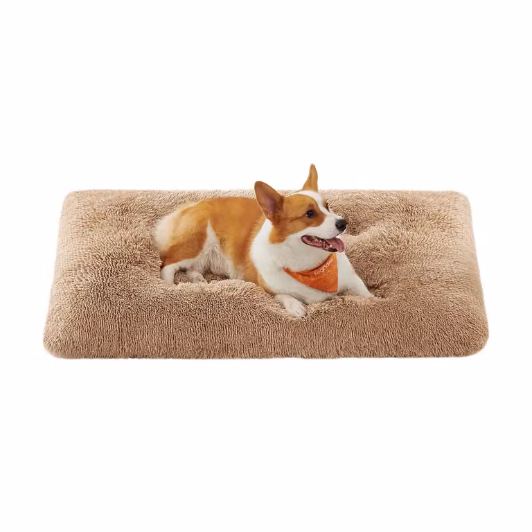 Cuccia per Cani Lunga in Peluche | FEANDREA, Marrone Cammello / XL (110 x 73 cm)