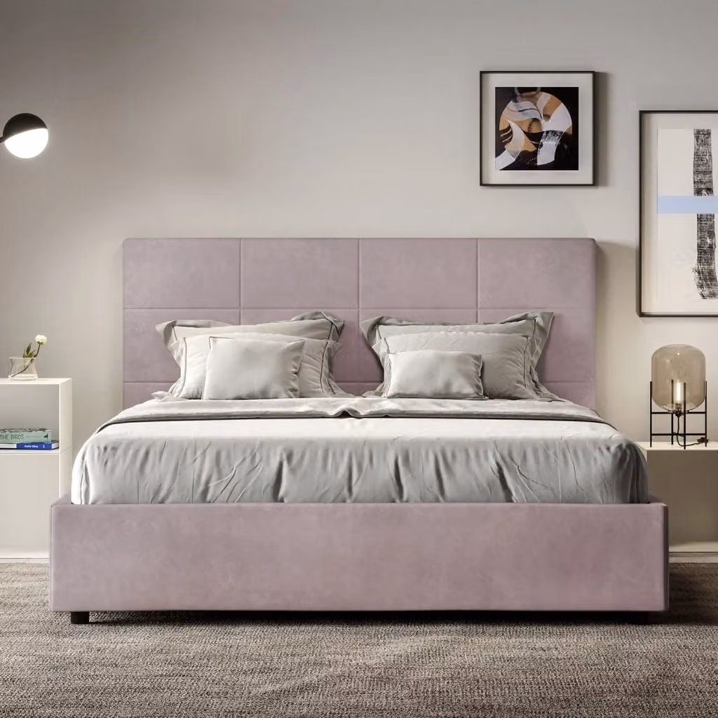 Letto Matrimoniale Francese Moderno GIORDANOSHOP con Rete Mika in Colore Viola L/P/H: 140 x 190 x 155 cm – 2