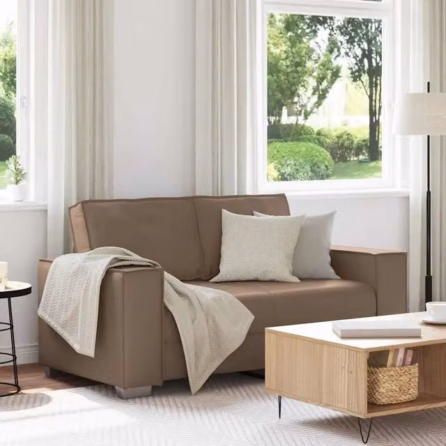 Divano a due posti moderno vidaXL in pelle sintetica beige L: 160 cm, H: 84 cm, P: 78 cm