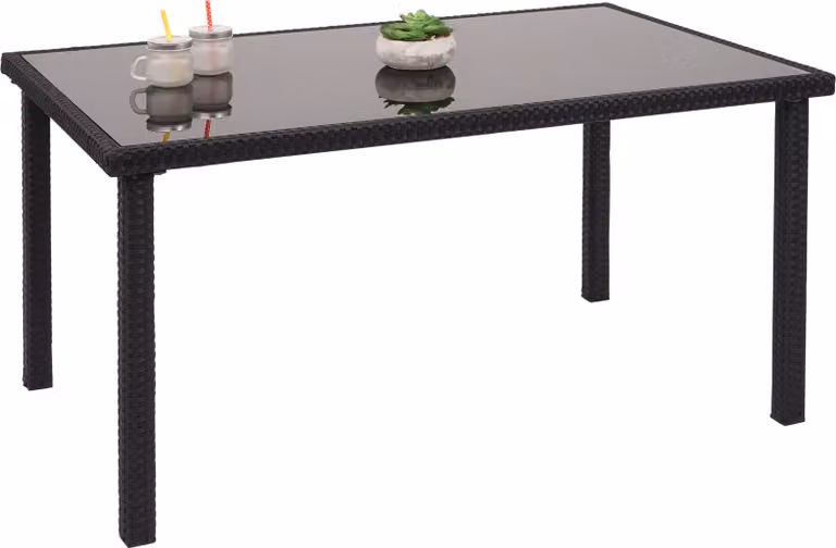 Tavolo in poly-rattan HWC-G19, tavolo da giardino tavolo da balcone, 120x75cm ~ nero