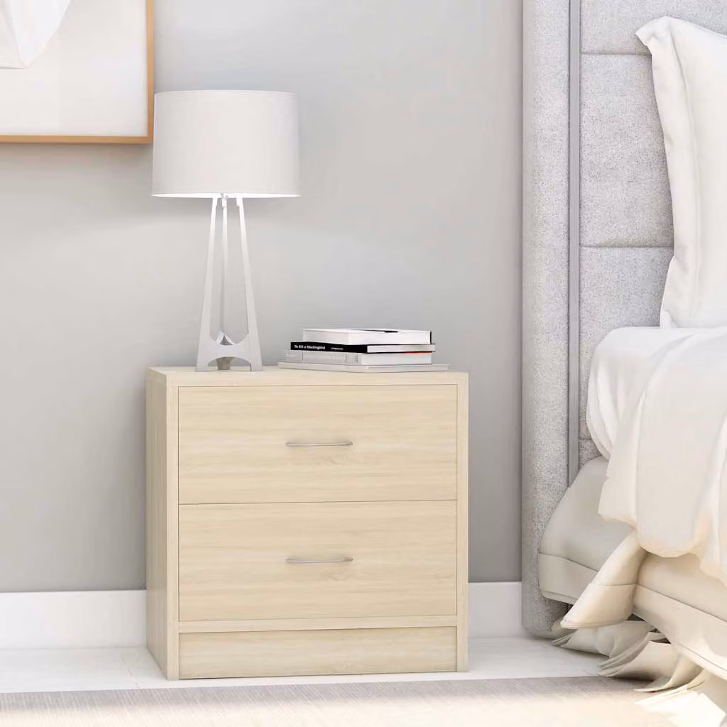 Comodino vidaXL in Rovere Sonoma e Legno Multistrato, L 40 cm x P 30 cm x H 40 cm