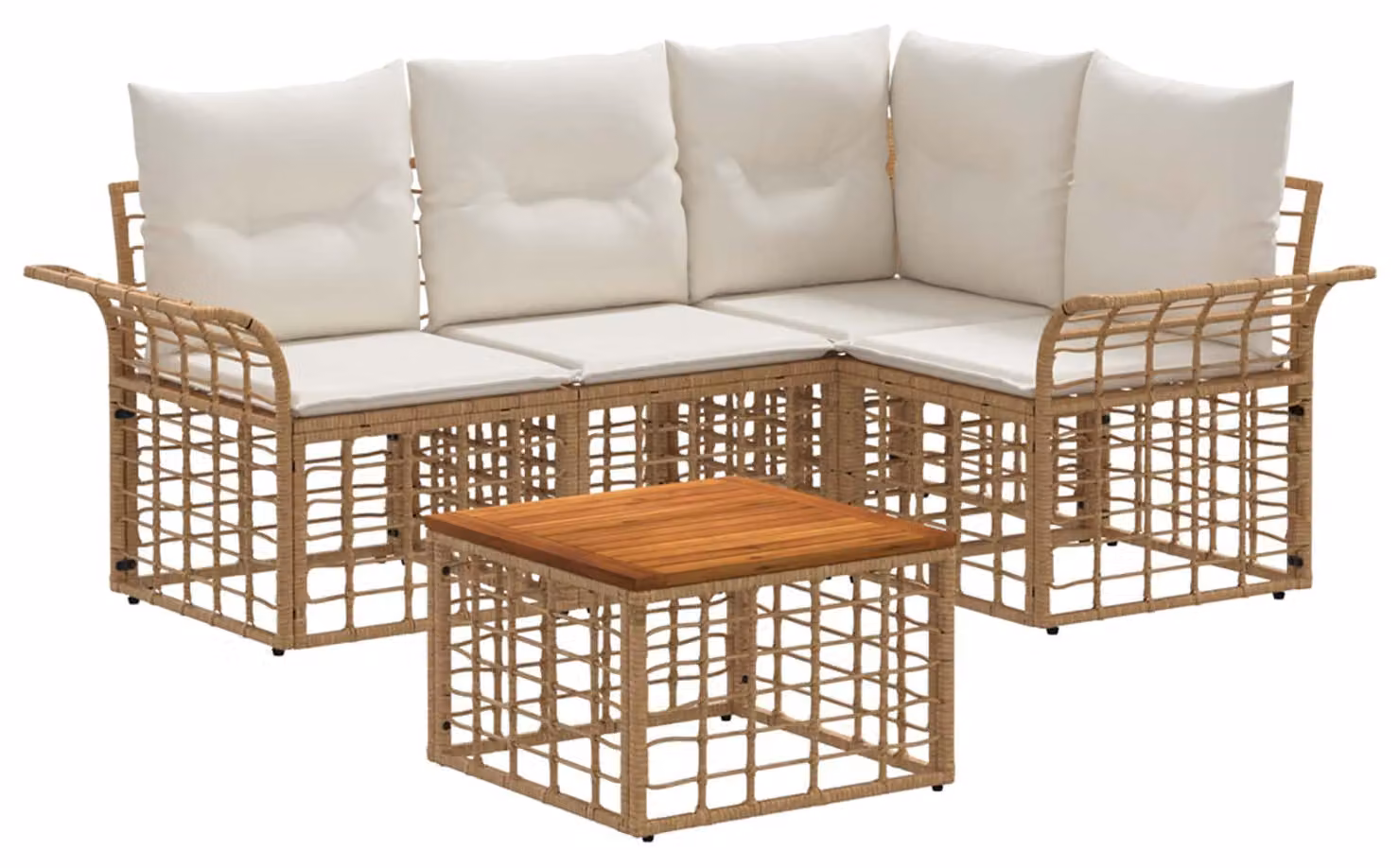 Set di divani da esterno 5 pcs Naturale e Bianco Crema