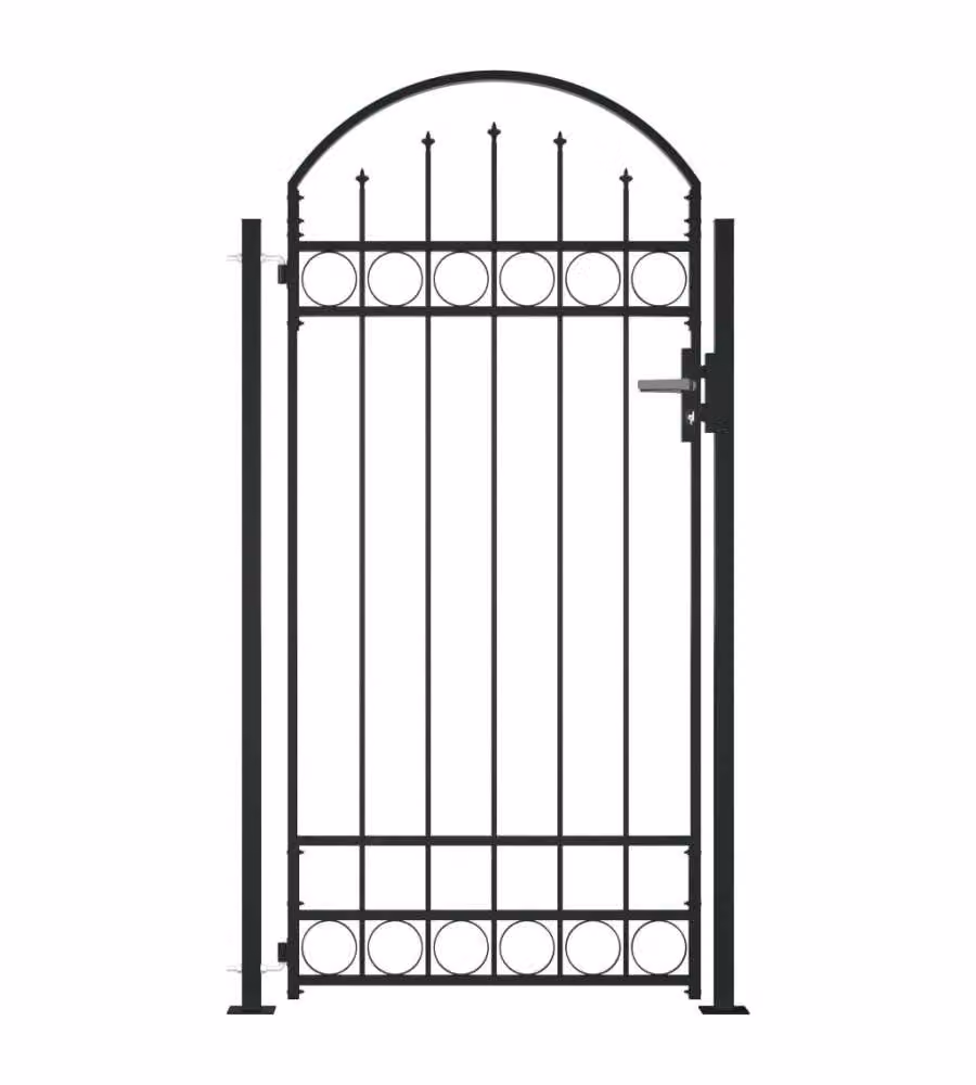 Cancello per recinzione ad arco vidaXL con 2 pali in acciaio, Nero, L: 105 cm, H: 204 cm – 2