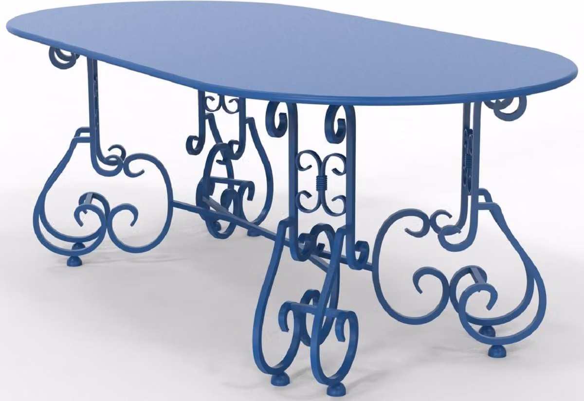 Casa Padrino Tavolo da giardino in stile liberty 200 x 100 x H. 73,5 cm - Vari colori - Tavolo ovale in ferro battuto per giardino e patio - Mobili da giardino e patio in ferro battuto in stile liberty