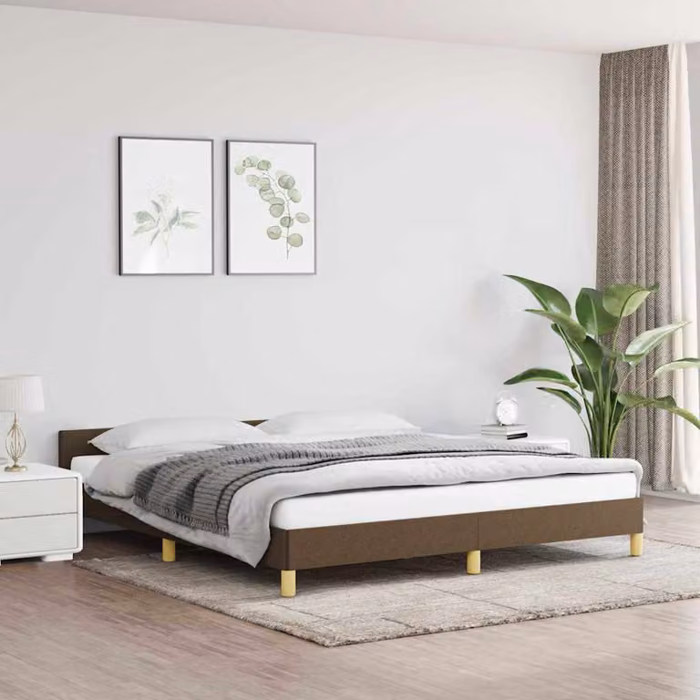 vidaXL Giroletto senza materasso in tessuto marrone scuro L/P: 160 x 200 cm