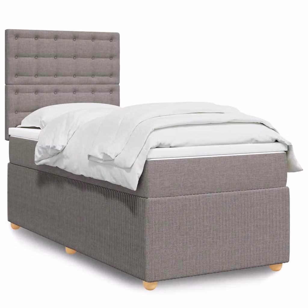 vidaXL Giroletto a Molle con Materasso Ibrido in Tessuto Tortora L/P/H: 90 x 200 cm
