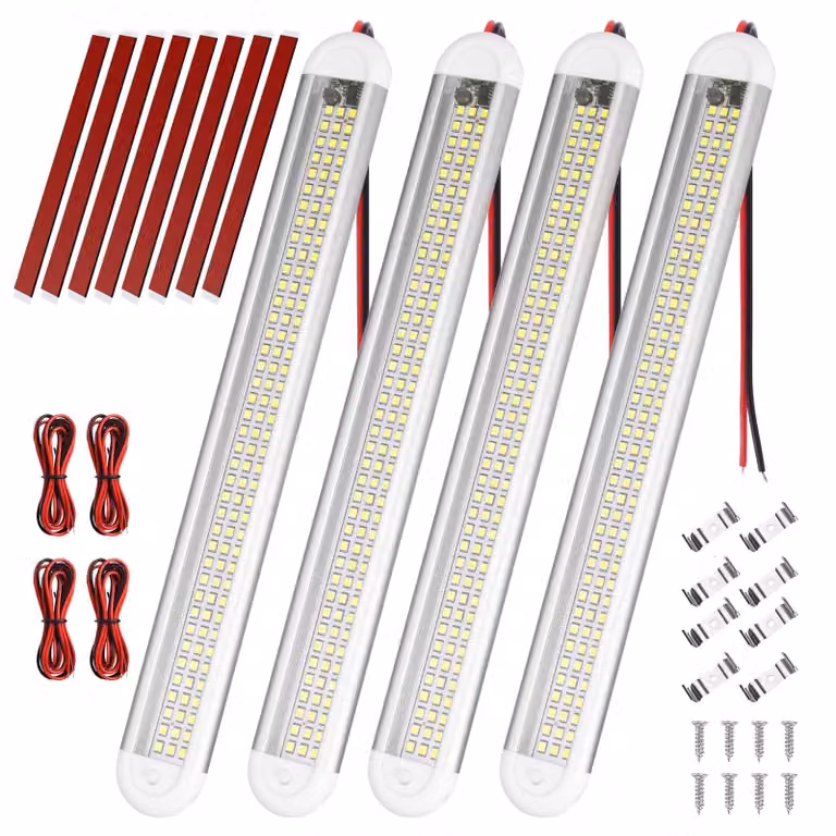 120 LED, illuminazione interna, 4 strisce LED da 12V, 1600LM, 8W, a corrente continua, per auto, camper e caravan