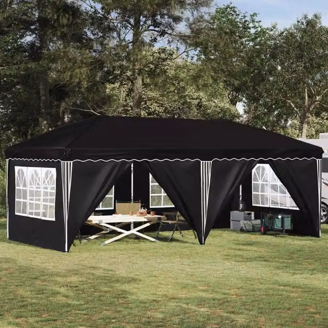 Tenda per feste a pop-up-Gazebo 575 x 288 x 245 cm Nero
