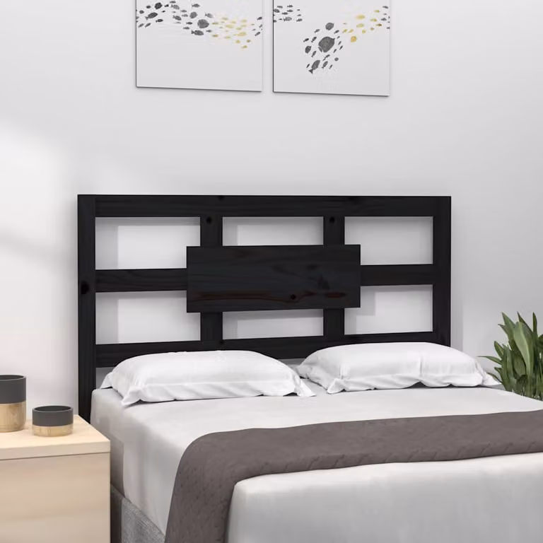 vidaXL Testiera per Letto in Legno Massello di Pino Nero, L: 80,5 cm, P: 4 cm, H: 100 cm
