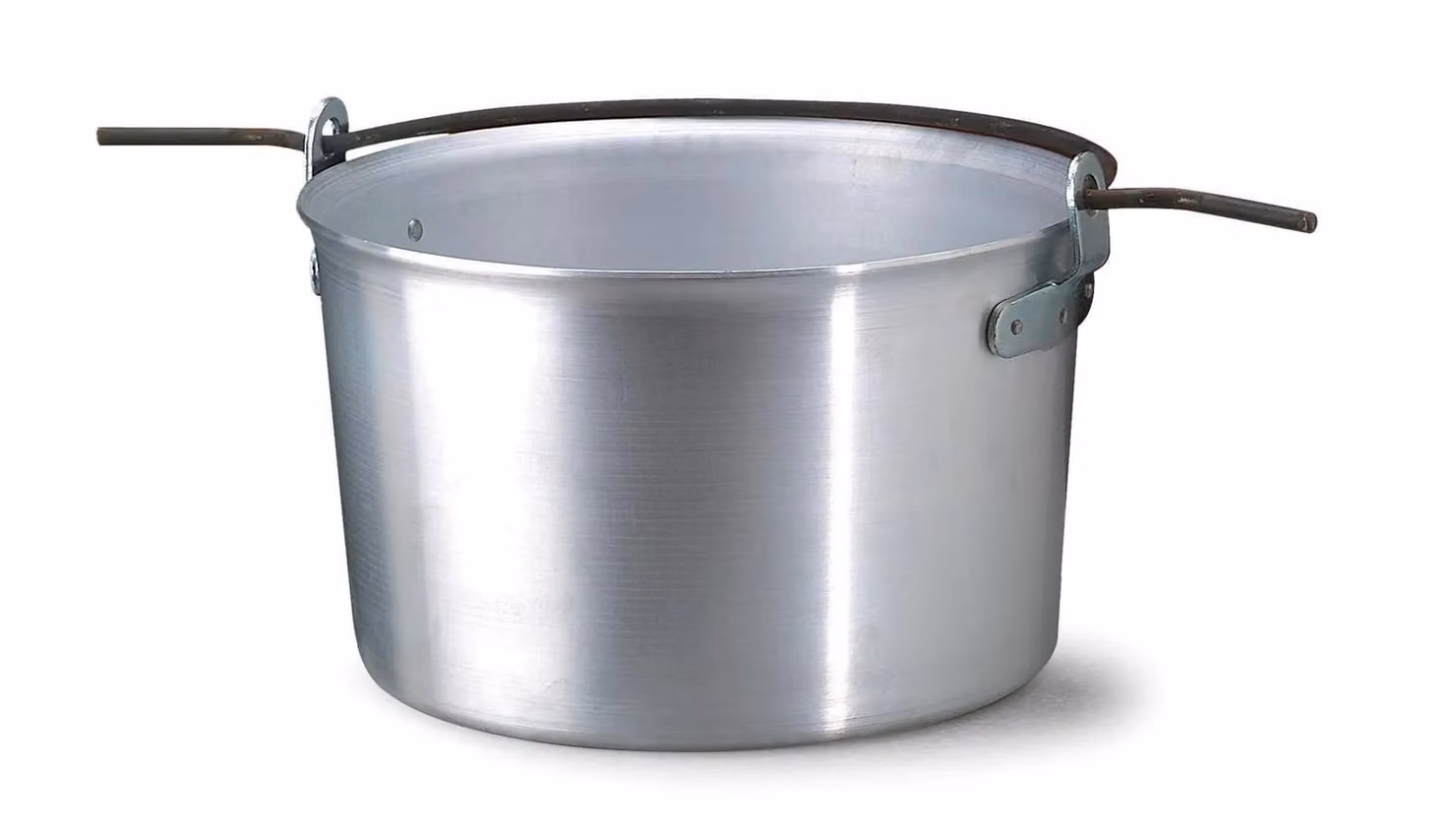 Paiolo cilindrico in alluminio con manico ad arco, diam.60cm