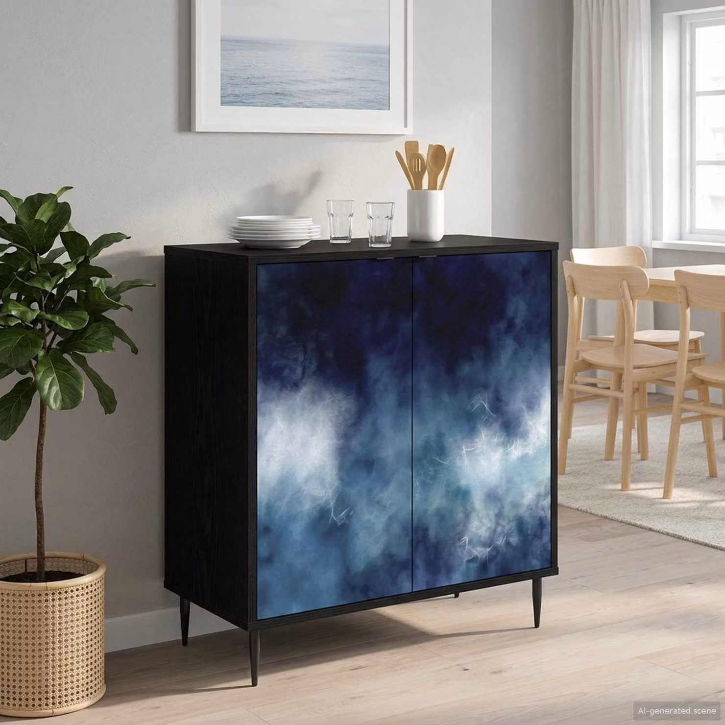 Credenza moderna vidaXL RAALTE in Rovere Nero, L: 69 cm, P: 33 cm, H: 76 cm