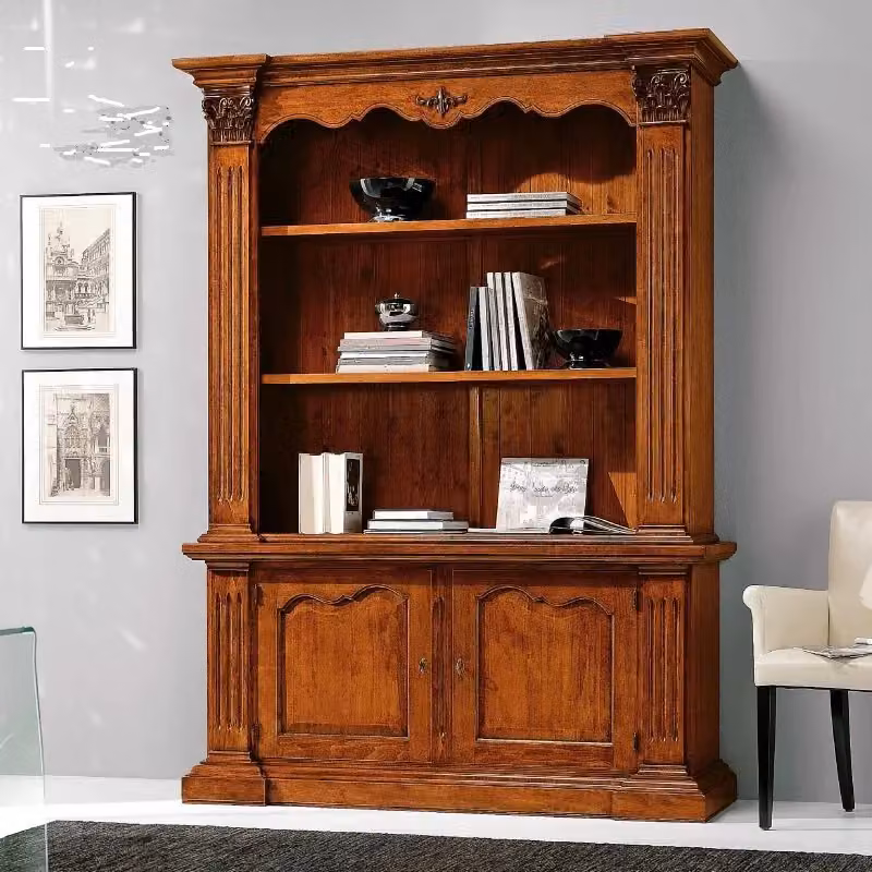 Libreria a 2 porte Mobili 2G in legno massello color noce con ripiani regolabili L: 164 cm, P: 53 cm, H: 225 cm – 2